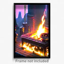 Pixel Art Poster - Negligible Forge (8 Bit Psychedelic Trippy Video Game Print)