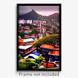 Pixel Art Poster - Brown Brazilian City (8 Bit Psychedelic Video Game Print)
