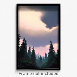 Pixel Art Poster - Glaring Cloud Forest (8 Bit Psychedelic Video Game Print)