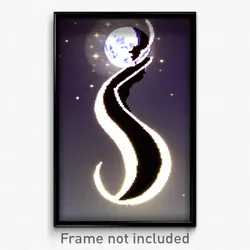 Pixel Art Poster - Puzzling Moon (8 Bit Psychedelic Trippy Video Game Print)