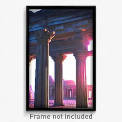 Pixel Art Poster - Unwelcoming Ancient Architecture (8 Bit Video Game Print)