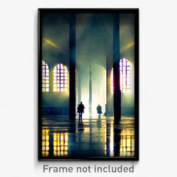 Pixel Art Poster - Monumental Almshouse (8 Bit Psychedelic Video Game Print)