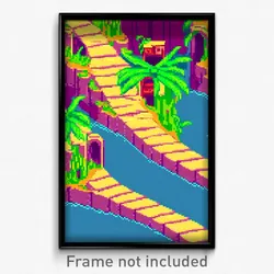 Pixel Art Poster - Wiggly Province (8 Bit Psychedelic Trippy Video Game Print)