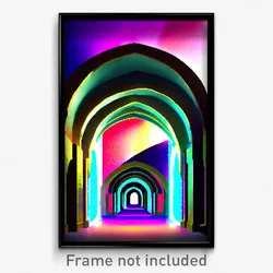 Pixel Art Poster - Dazzling Aquaduct (8 Bit Psychedelic Trippy Video Game Print)