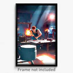 Pixel Art Poster - Striking Smithy (8 Bit Psychedelic Trippy Video Game Print)