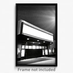 Pixel Art Poster - Colorless Movie Theatre (8 Bit Psychedelic Video Game Print)
