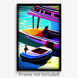 Pixel Art Poster - Pleasant Boat (8 Bit Psychedelic Trippy Video Game Print)