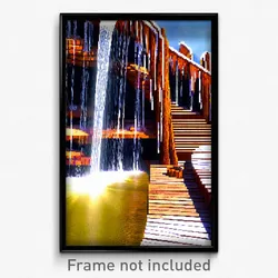 Pixel Art Poster - Wooden Cascade (8 Bit Psychedelic Trippy Video Game Print)