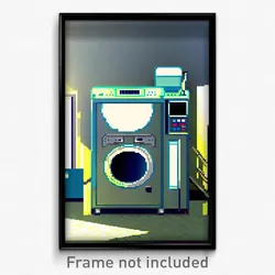 Pixel Art Poster - Showy Drying Machine (8 Bit Psychedelic Video Game Print)