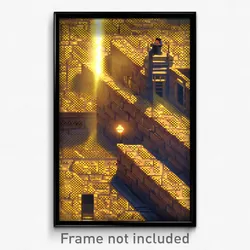 Pixel Art Poster - Golden Brickyard (8 Bit Psychedelic Trippy Video Game Print)