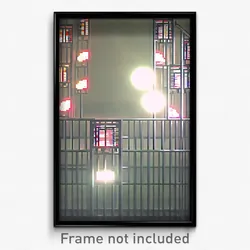 Pixel Art Poster - Digital Wire Frame Baths (8 Bit Psychedelic Video Game Print)