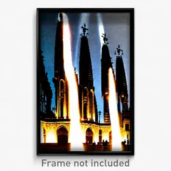 Pixel Art Poster - Haunted Barcelona (8 Bit Psychedelic Trippy Video Game Print)