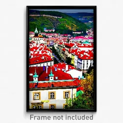 Pixel Art Poster - Mountainous Prague (8 Bit Psychedelic Video Game Print)