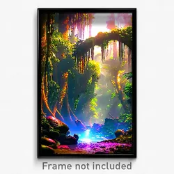 Pixel Art Poster - Rubbery Rainforest (8 Bit Psychedelic Video Game Print)