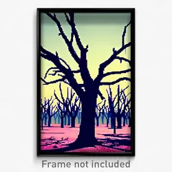 Pixel Art Poster - Barren Grove (8 Bit Psychedelic Trippy Video Game Print)