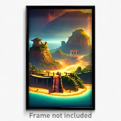 Pixel Art Poster - Grimy Exotic Island (8 Bit Psychedelic Video Game Print)