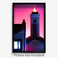 Pixel Art Poster - Glamorous Chimney (8 Bit Psychedelic Trippy Video Game Print)