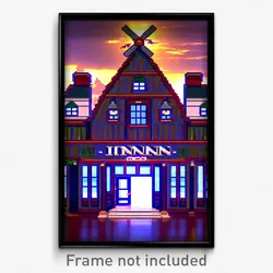 Pixel Art Poster - Attractive Inn (8 Bit Psychedelic Trippy Video Game Print)
