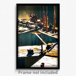 Pixel Art Poster - Villainous Sawmill (8 Bit Psychedelic Video Game Print)