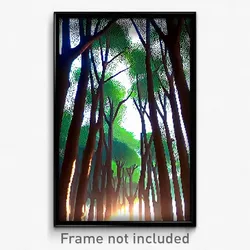Pixel Art Poster - Crowded Trees (8 Bit Psychedelic Trippy Video Game Print)