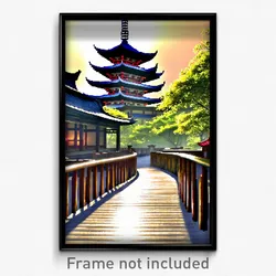 Pixel Art Poster - Realistic Pagoda (8 Bit Psychedelic Trippy Video Game Print)