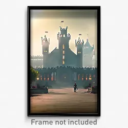Pixel Art Poster - Smoggy Palace (8 Bit Psychedelic Trippy Video Game Print)