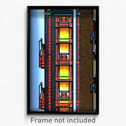 Pixel Art Poster - Gregarious Balcony (8 Bit Psychedelic Video Game Print)