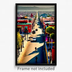 Pixel Art Poster - Modest Mexican City (8 Bit Psychedelic Video Game Print)
