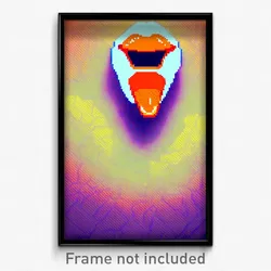 Pixel Art Poster - Orange Mouth (8 Bit Psychedelic Trippy Video Game Print)