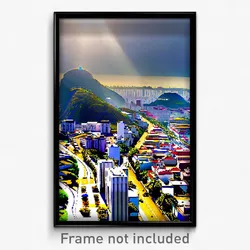 Pixel Art Poster - White Brazilian City (8 Bit Psychedelic Video Game Print)