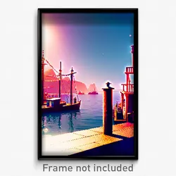 Pixel Art Poster - Adventurous Port (8 Bit Psychedelic Trippy Video Game Print)