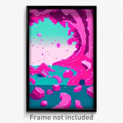 Pixel Art Poster - Pink Earthquake (8 Bit Psychedelic Trippy Video Game Print)