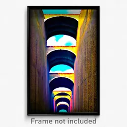 Pixel Art Poster - Warped Aquaduct (8 Bit Psychedelic Trippy Video Game Print)