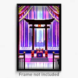 Pixel Art Poster - Admirable Shrine (8 Bit Psychedelic Trippy Video Game Print)