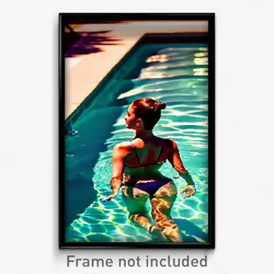 Pixel Art Poster - Sunny Pool (8 Bit Psychedelic Trippy Weird Video Game Print)