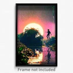 Pixel Art Poster - Damp Oasis (8 Bit Psychedelic Trippy Weird Video Game Print)