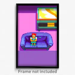 Pixel Art Poster - Villainous Couch (8 Bit Psychedelic Trippy Video Game Print)