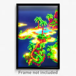 Pixel Art Poster - Wiry Exotic Island (8 Bit Psychedelic Video Game Print)