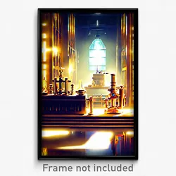Pixel Art Poster - Golden Laboratory (8 Bit Psychedelic Trippy Video Game Print)