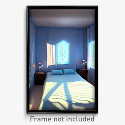 Pixel Art Poster - Light Blue Bedroom (8 Bit Psychedelic Video Game Print)