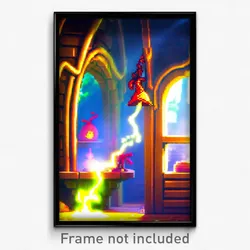 Pixel Art Poster - Wiggly Hearth (8 Bit Psychedelic Trippy Video Game Print)