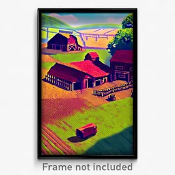 Pixel Art Poster - Bronze Farm (8 Bit Psychedelic Trippy Weird Video Game Print)