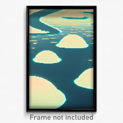 Pixel Art Poster - Swirly Sea (8 Bit Psychedelic Trippy Weird Video Game Print)