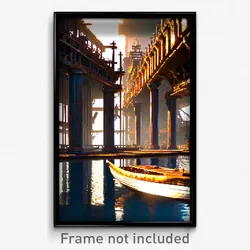 Pixel Art Poster - Elaborate Shipyard (8 Bit Psychedelic Video Game Print)