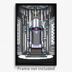 Pixel Art Poster - Gray Throne Room (8 Bit Psychedelic Trippy Video Game Print)