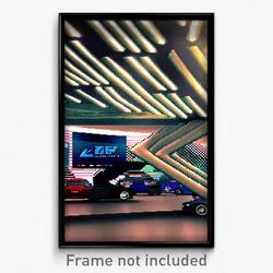 Pixel Art Poster - Zigzag Car Dealership (8 Bit Psychedelic Video Game Print)