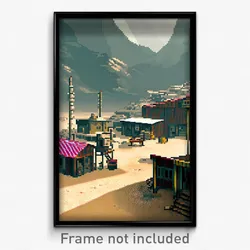 Pixel Art Poster - Dirty Outpost (8 Bit Psychedelic Trippy Video Game Print)