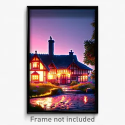 Pixel Art Poster - Remarkable Cottage (8 Bit Psychedelic Video Game Print)