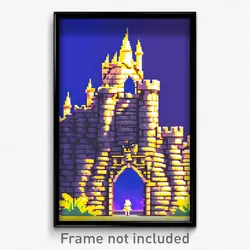 Pixel Art Poster - Imperfect Castle (8 Bit Psychedelic Trippy Video Game Print)