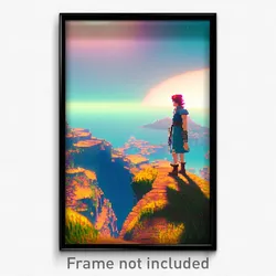 Pixel Art Poster - Distant Kingdom (8 Bit Psychedelic Trippy Video Game Print)